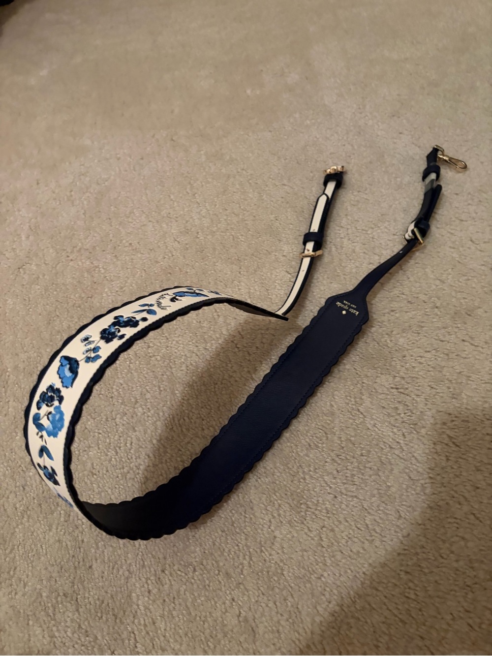 Kate Spade Floral Vase PVC Leather Bag Strap — Blue Embroidered - Picture 4 of 5